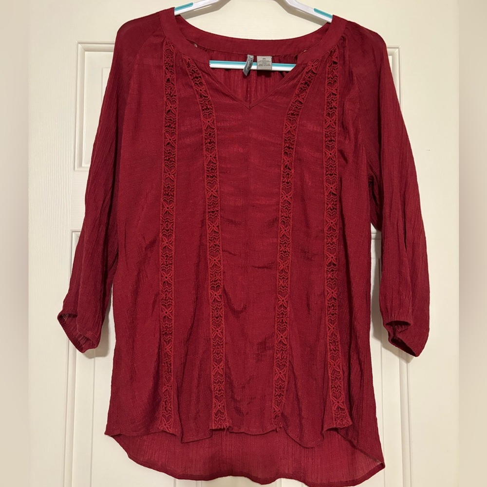 Red Lace Detail Blouse